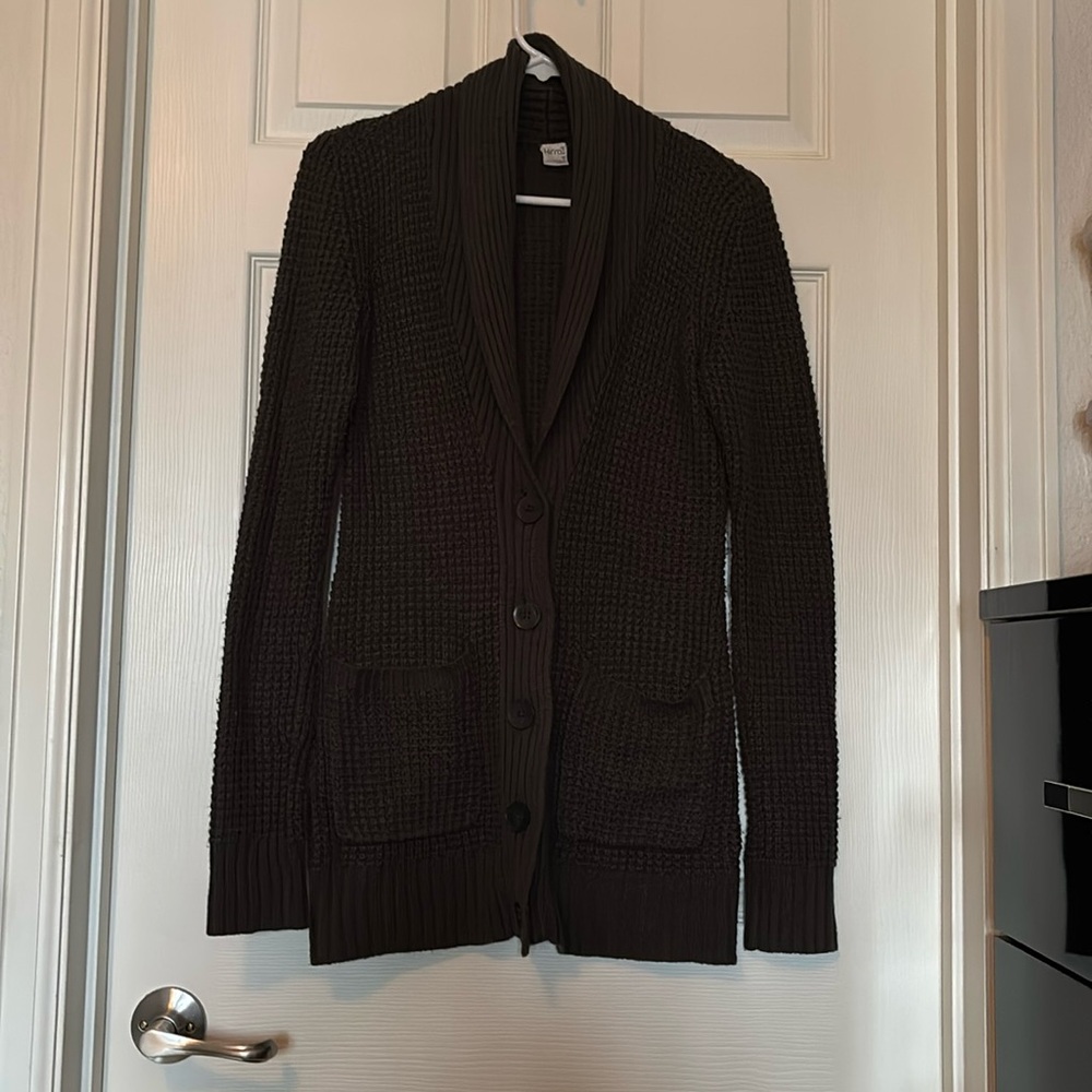 Kirra Dark Grey Oversized Button Cardigan with Pockets Medium